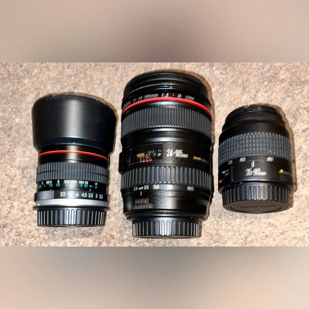 canon cameras(rebel T7 and 80D) and 5 lenses. Used- well used